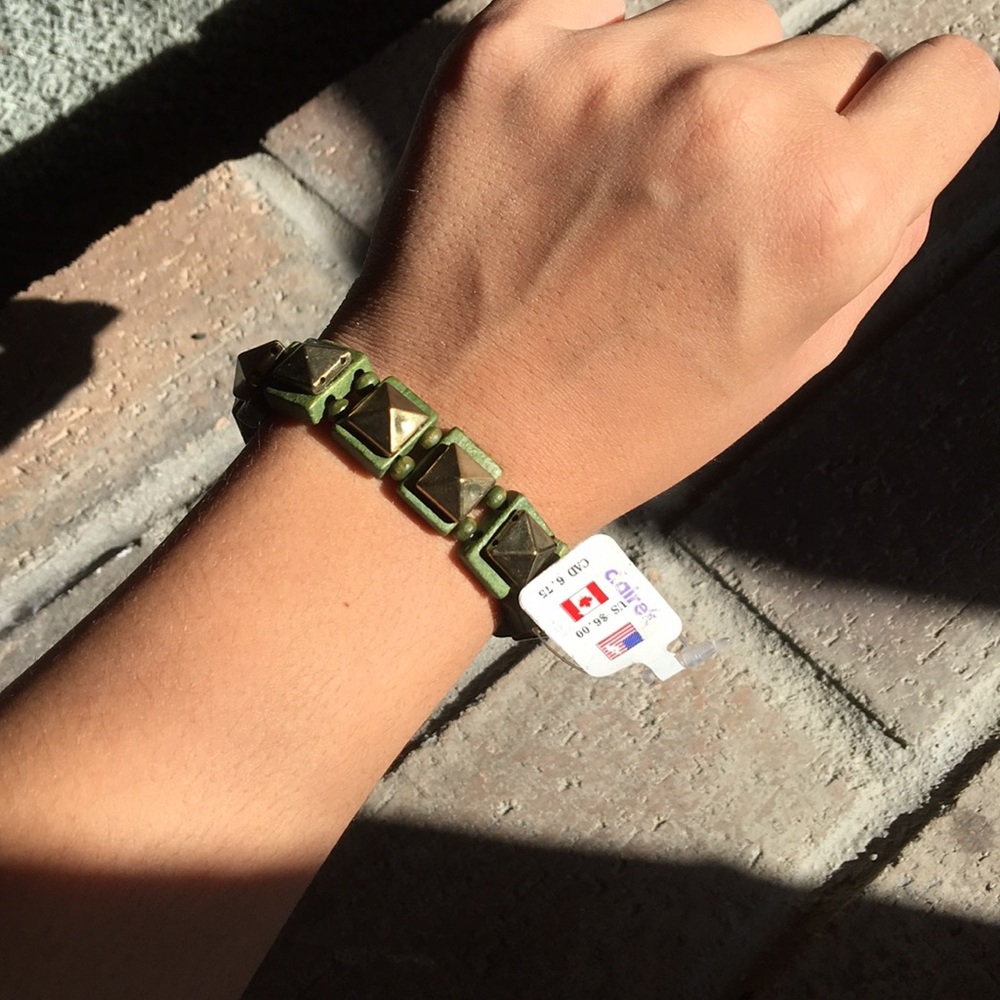 Green and Gold Studded Bracelet